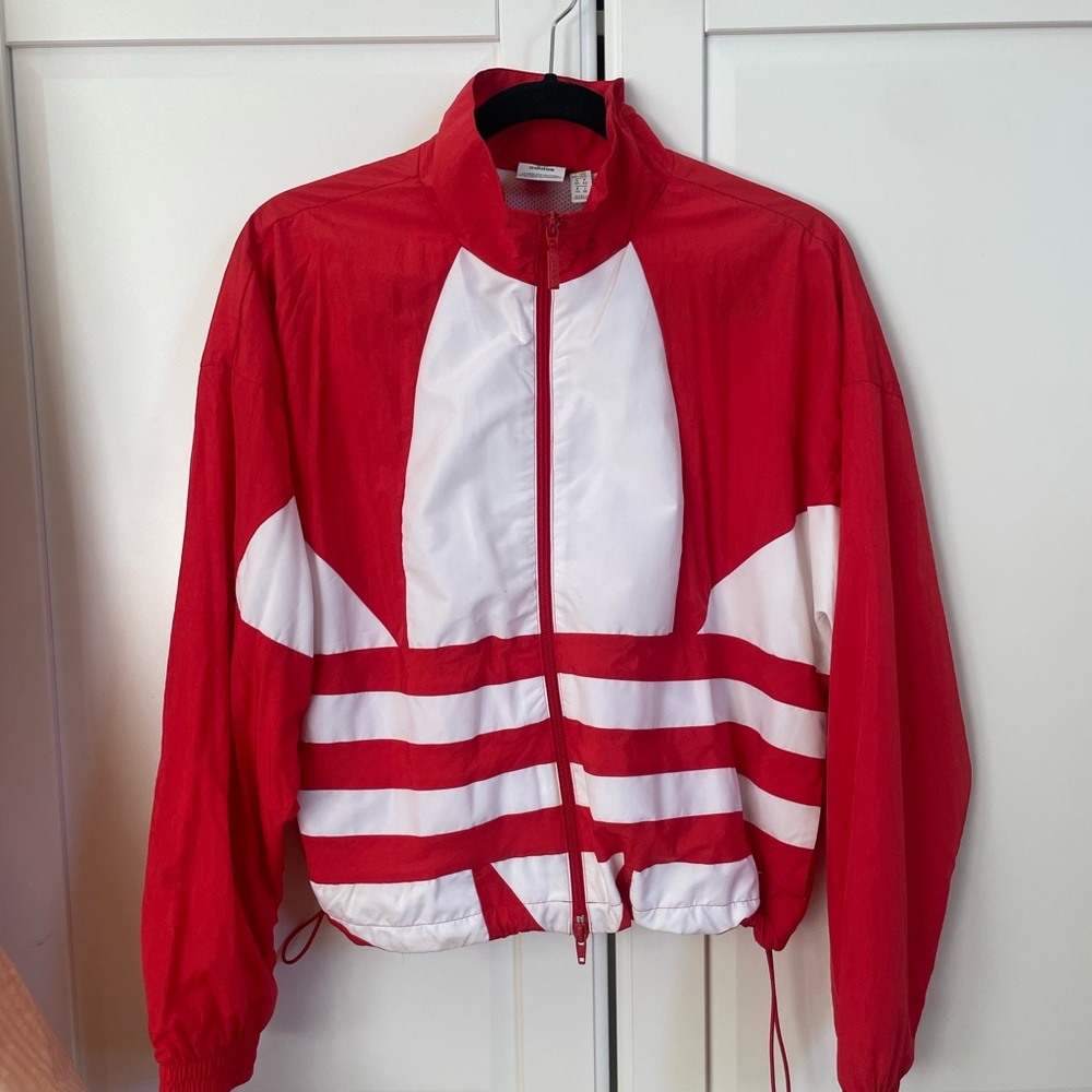 Adidas Red and White Jacket with Logo